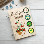 Книга для запису кулінарних рецептів в дерев`яній обкладинці - image-0